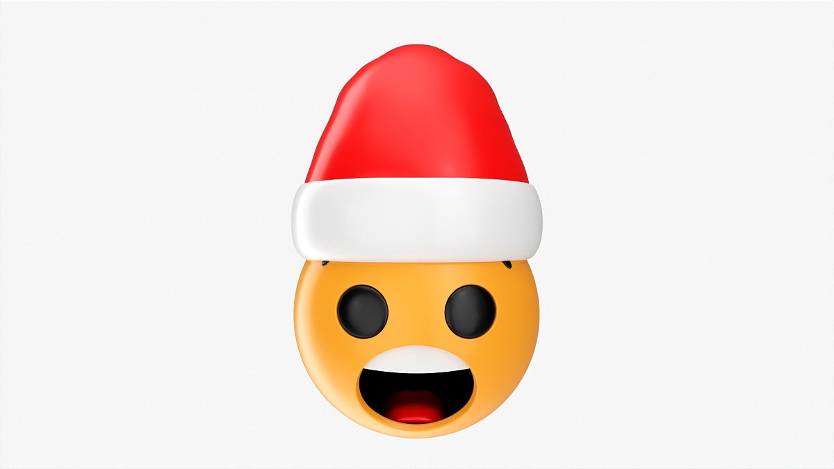 Emoji 092 Fearful With Santa Hat