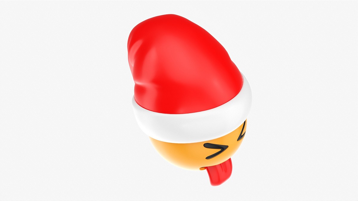 Emoji 095 With Closed Eyes Stuck-Out Tongue And Santa Hat