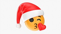 Emoji 097 Kissing Heart With Santa Hat