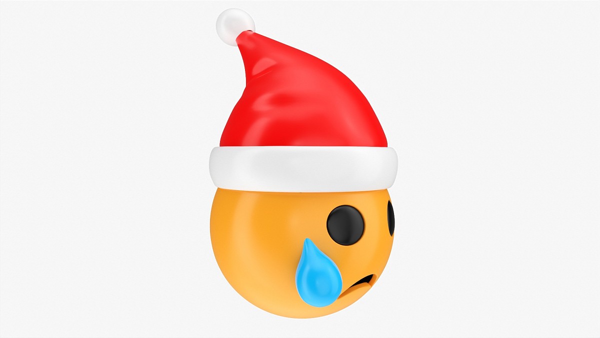 Emoji 098 Crying With Tear And Santa Hat