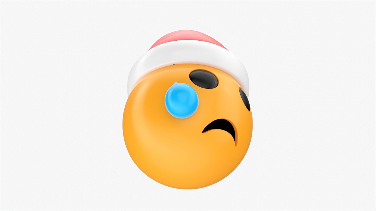 Emoji 098 Crying With Tear And Santa Hat