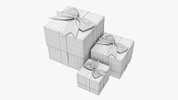 Gift Boxes Wrapped With Bow Red White