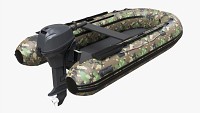 Inflatable Boat 02 Camouflage With Outboard Boat Motor