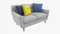 Modern 2-Seat Sofa With Pillows 02