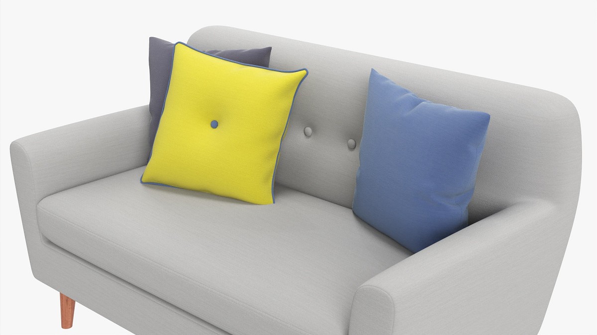 Modern 2-Seat Sofa With Pillows 03
