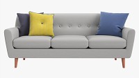 Modern 3-Seat Sofa With Pillows 02