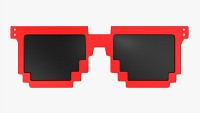 Pixel Style Glasses Red