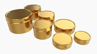 Round Decorative Gift Empty Can Jars Metal 01 Brass