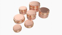 Round Decorative Gift Empty Can Jars Metal 02 Brass Copper