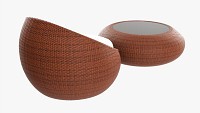 Round Wicker Table With Round Chair Set