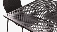 Square Dining Mesh Table With Armchairs