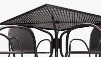 Square Dining Mesh Table With Armchairs