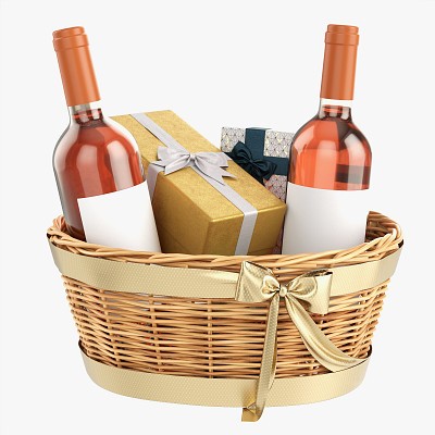 Wine Bottle In Basket 02