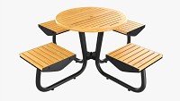 Wood Outdoor Umbrella Table With 4 Seats