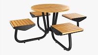 Wood Outdoor Umbrella Table With 4 Seats