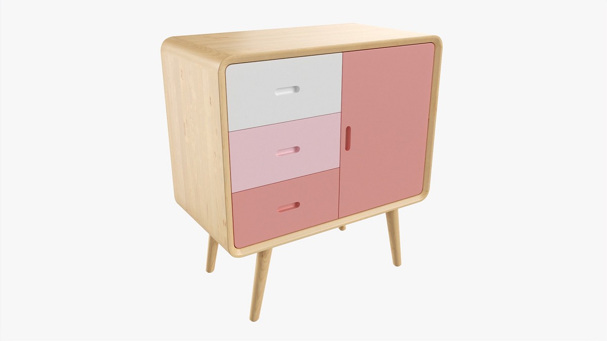 Wooden Cabinet With Drawers 01