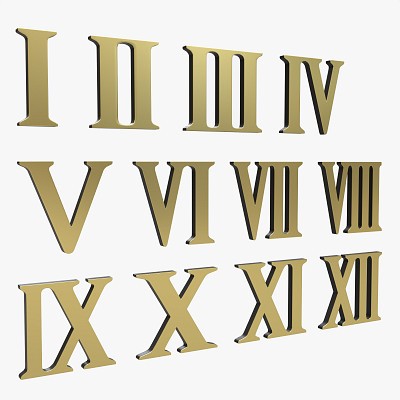 Roman numbers gold metal