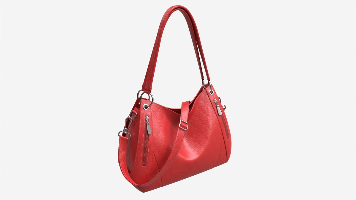 Women shoulder red leather bag