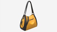 Women shoulder yellow leather bag