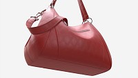 Women shoulder red leather bag