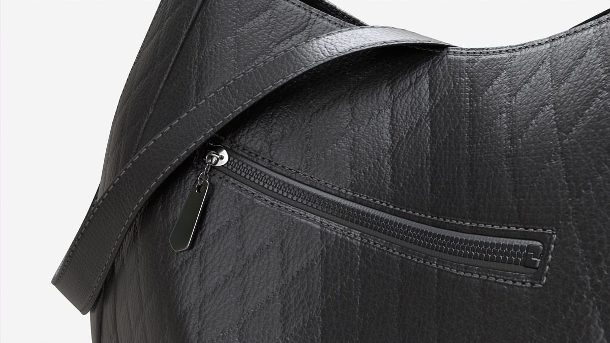 Women shoulder black leather bag