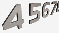 Numbers modern silver metal plastic