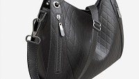 Women shoulder black leather bag