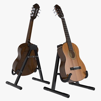 Acoustic guitar on stand