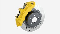 Brake disk with caliper