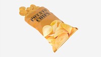 Potato chips package on ground opened with folds mockup 03