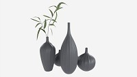 Ceramic dark vase set with plants