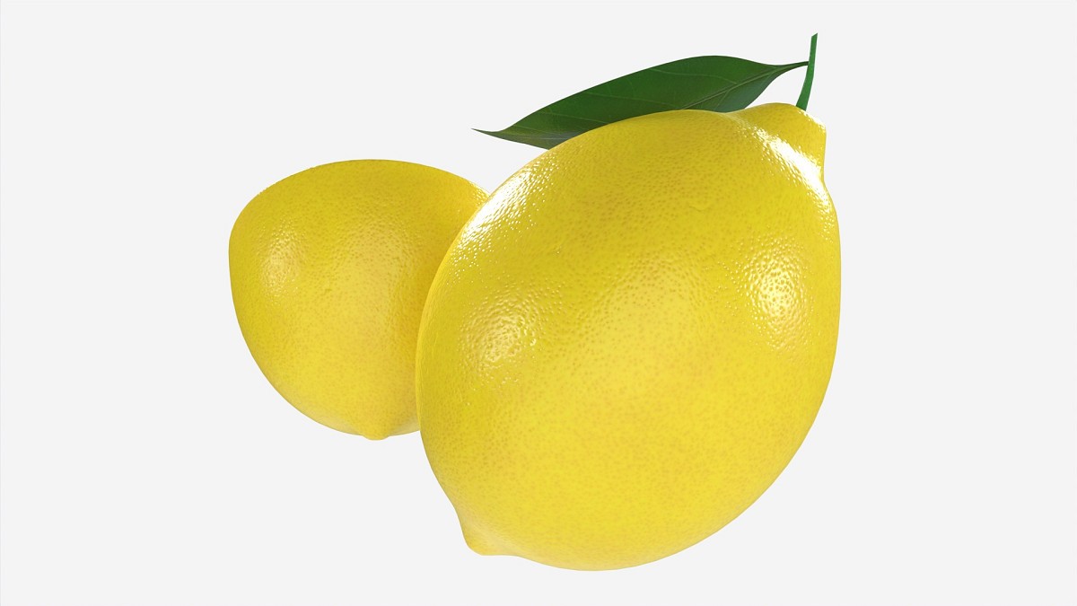 Fresh lemon with slice and leaf yellow