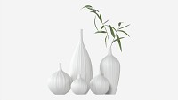 Ceramic white vase set with plants