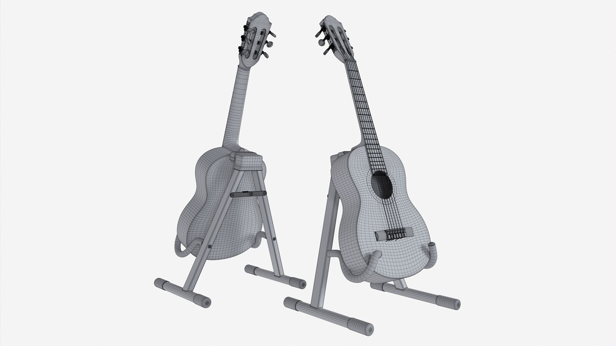 Classic acoustic guitar with stand