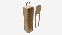 Wooden box for wine bottle with handle