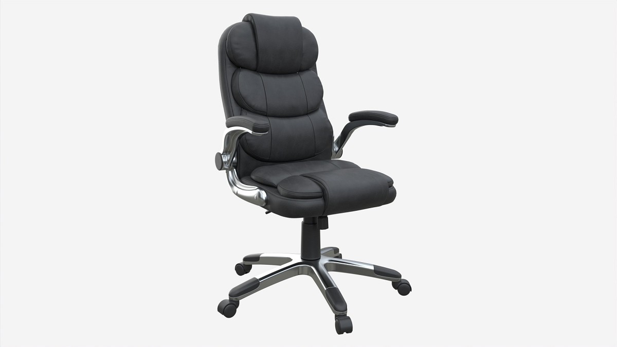 Office Chair with armrests and wheels black 02