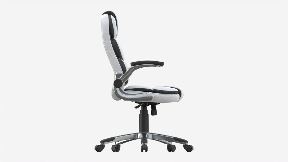 Office Chair with armrests and wheels white 02