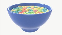 Bowl of Colored Cheerios with Milk