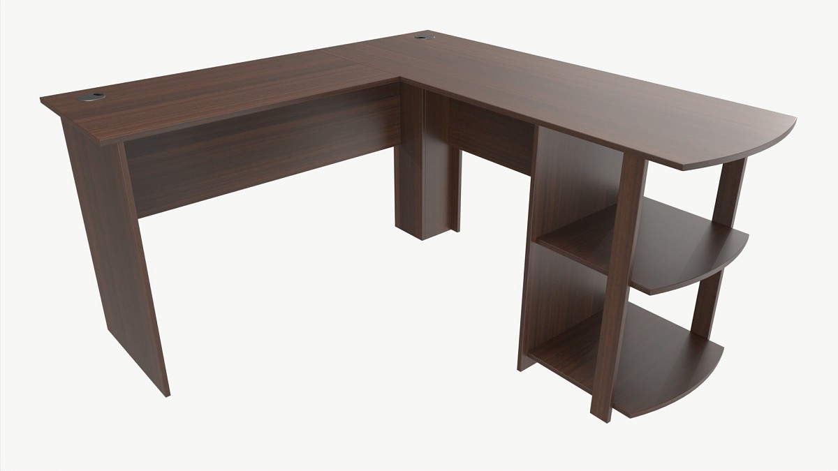 L-shape Desk with Side Bookshelves