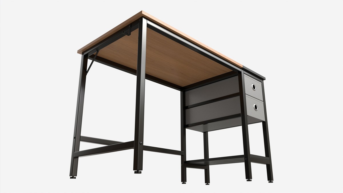 Office Desk with Drawers and Shelf