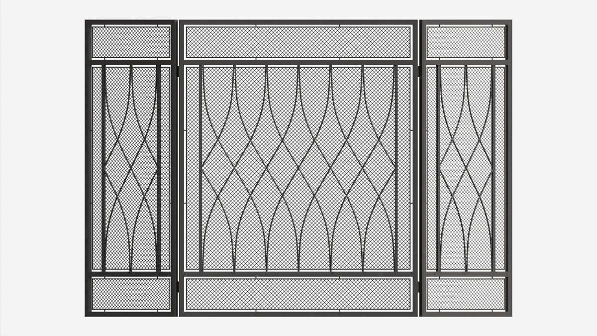 Folding Fireplace Screen 3-Panel Metal Mesh