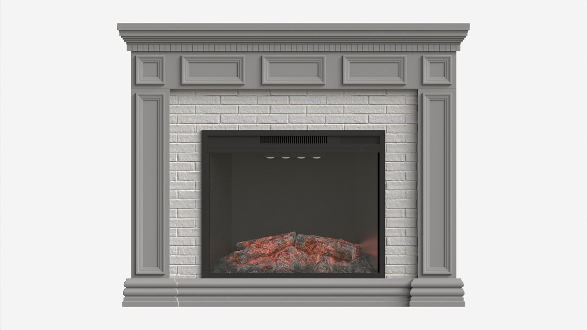 Fireplace in Faux Stone and Wood Delaro