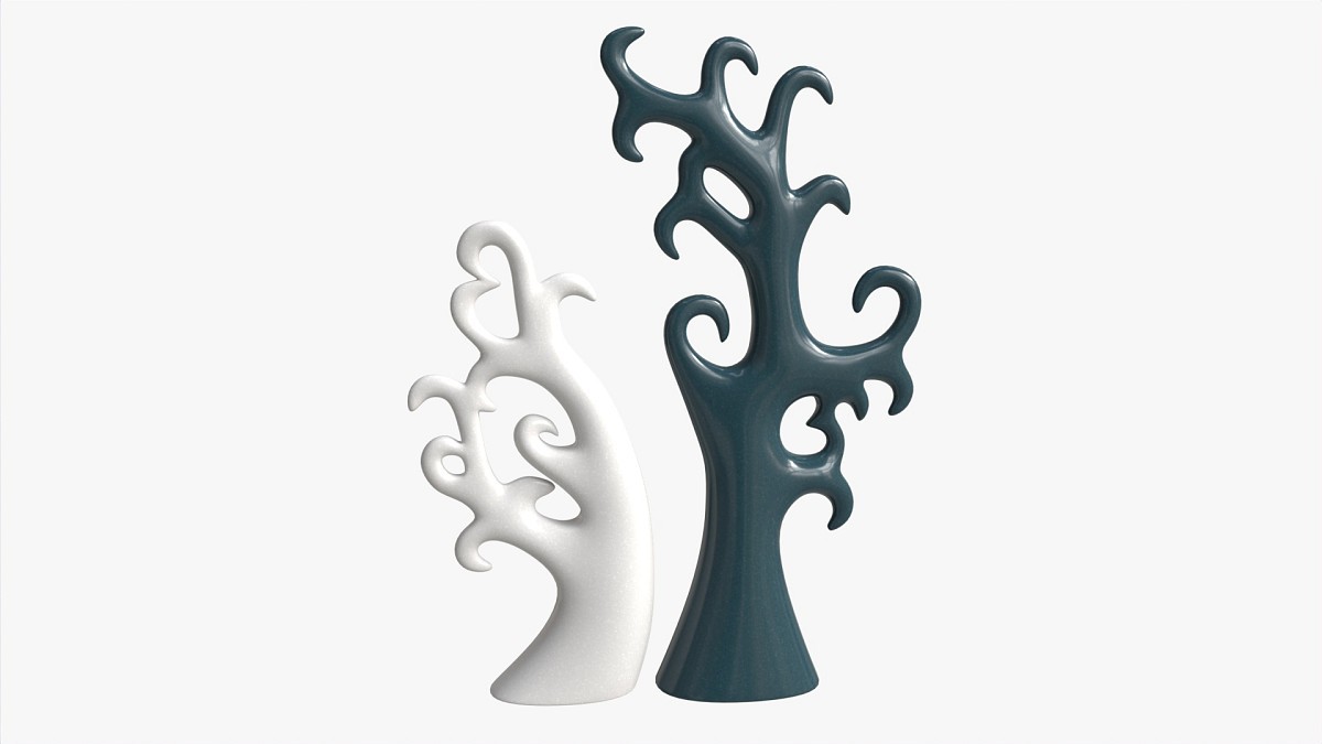 Abstract Tree Ceramic Figurine Set 06 v1