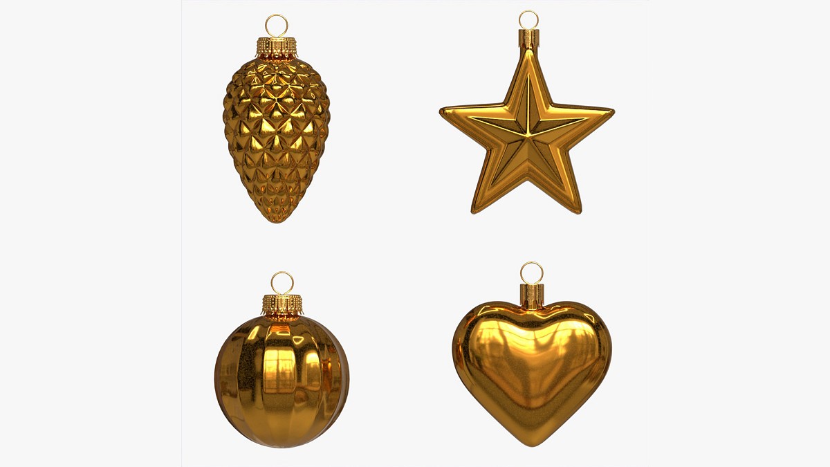 Christmas Tree Balls Set Gold Glossy