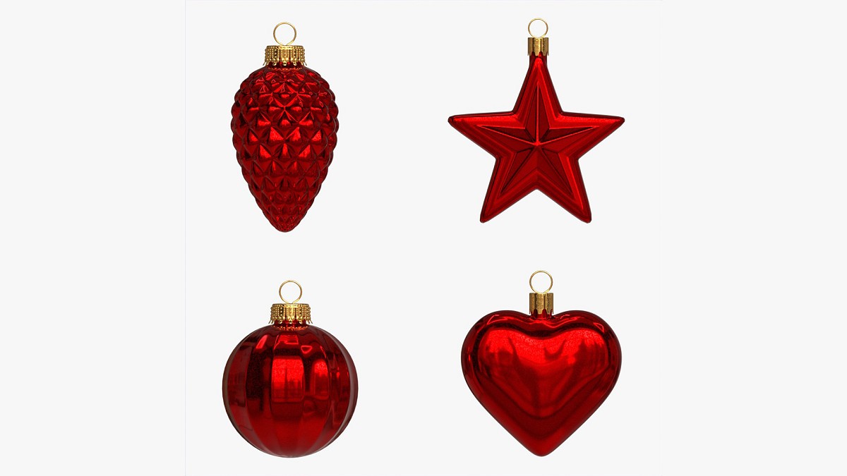 Christmas Tree Balls Set Red Glossy