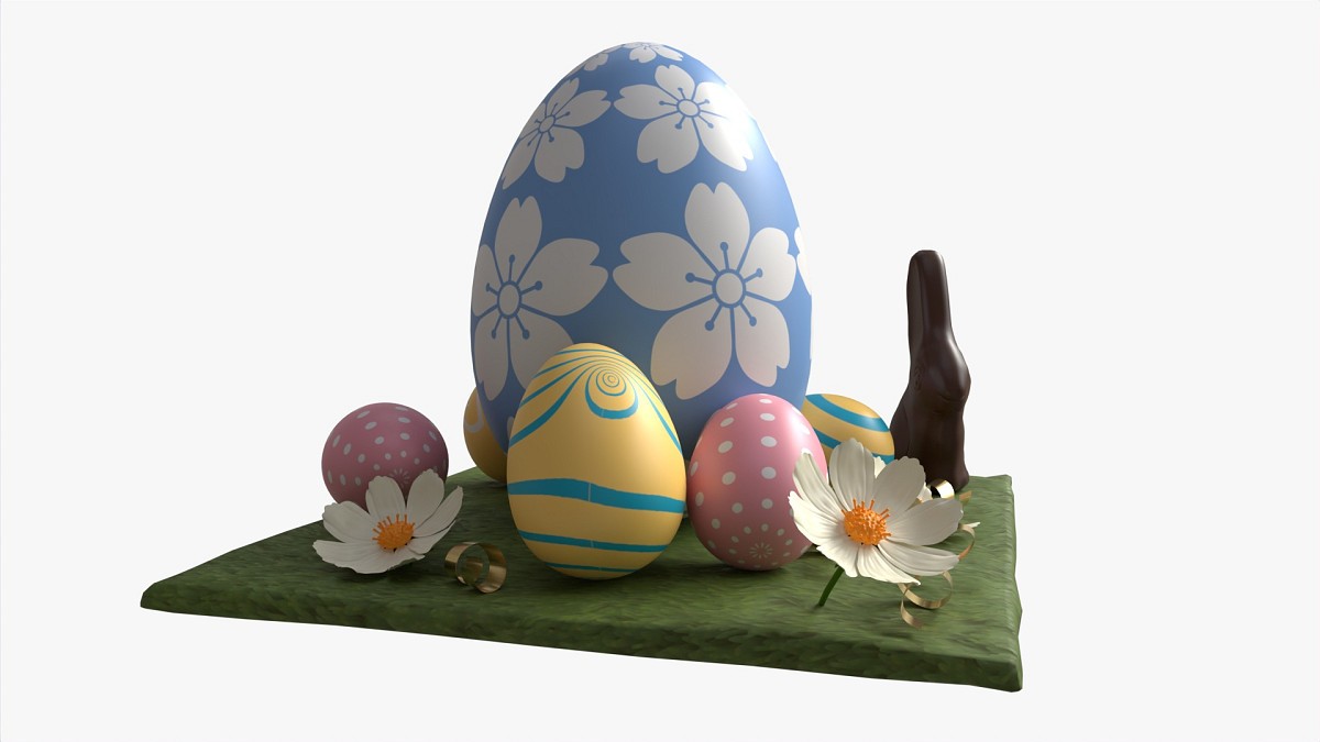 Easter Eggs Rabbit Flowers Composition