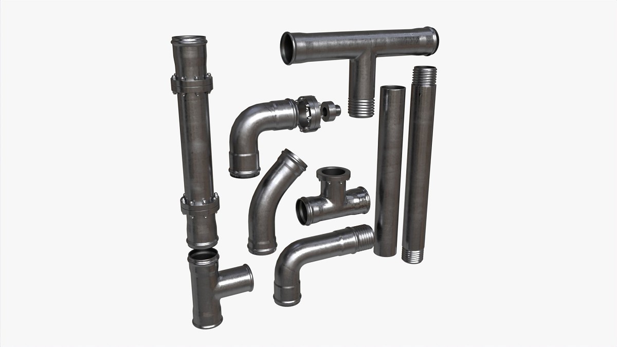 Metal Pipes with Fittings Set