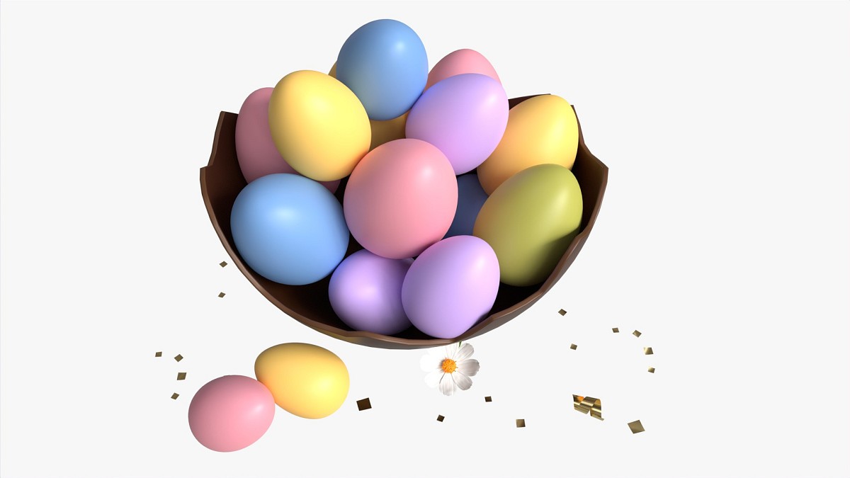 Easter Eggs in Chocolate Basket Composition