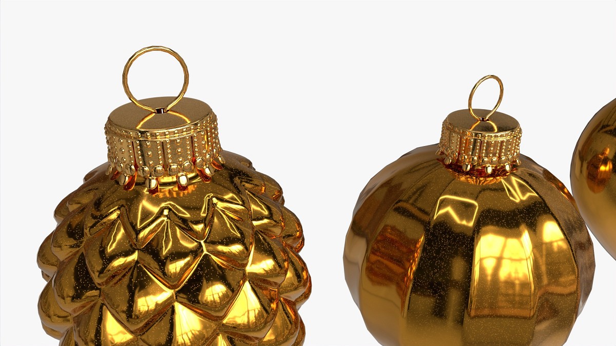 Christmas Tree Balls Set Gold Glossy