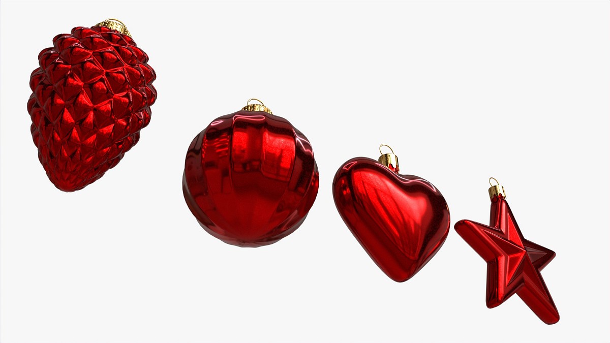 Christmas Tree Balls Set Red Glossy